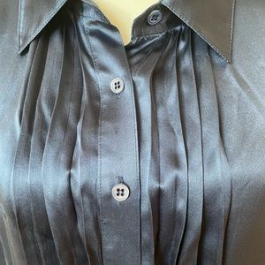 Barneys New York women blouse, size 10, pure silk material, deep blue color